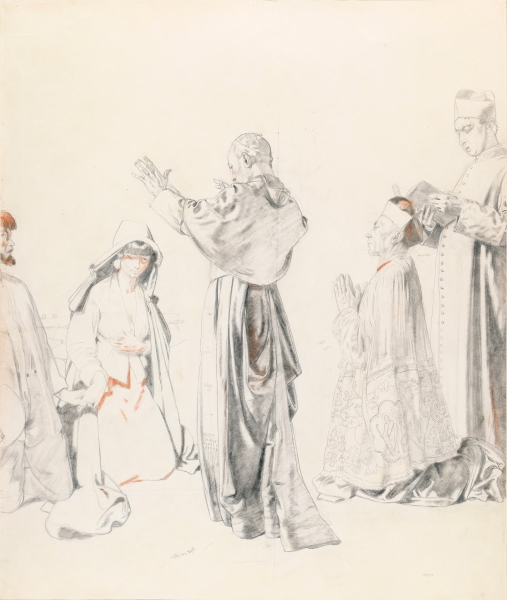 A Priest Blessing a Couple Study for The Western Wedding c1914