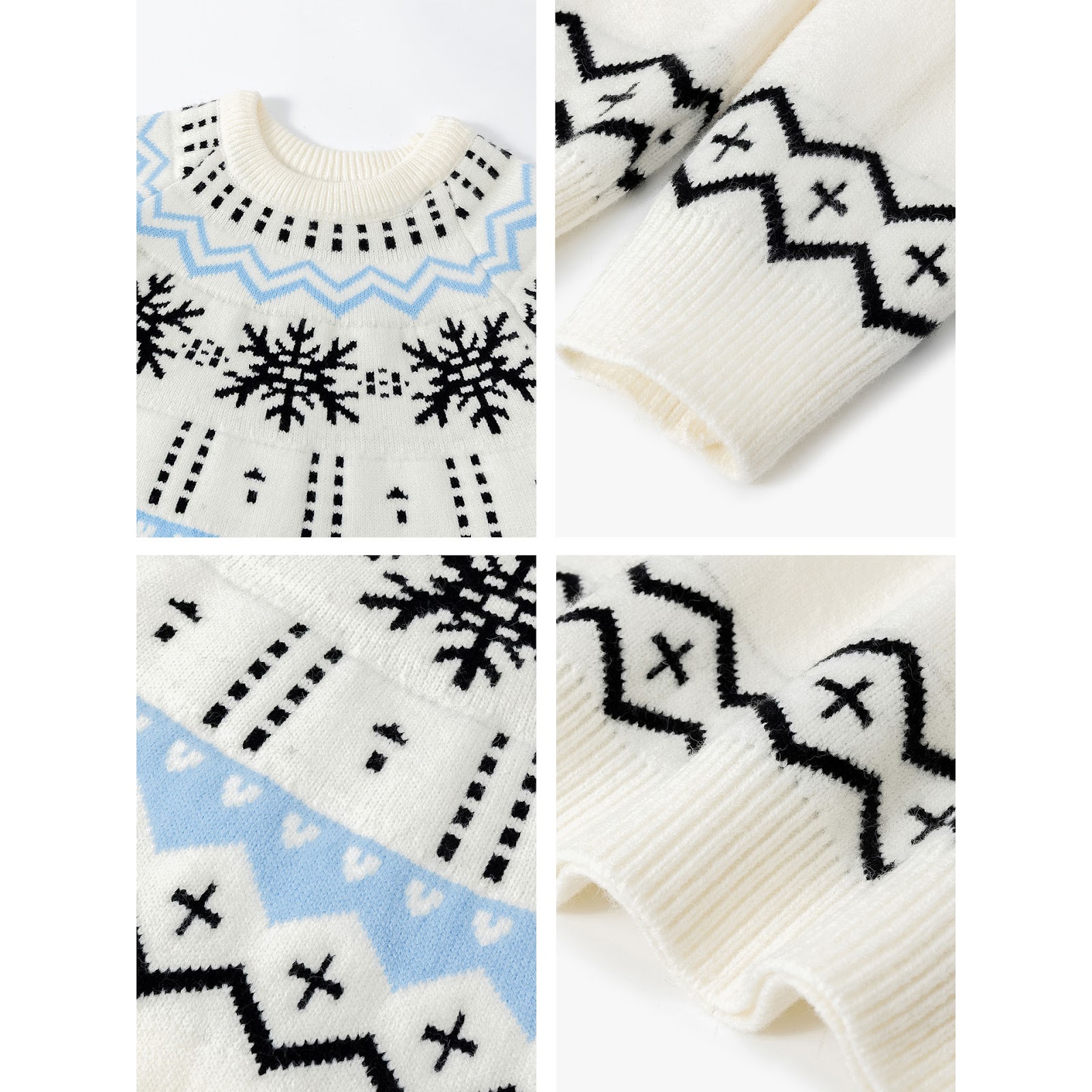 Men's knitted sweater with snowflake pattern