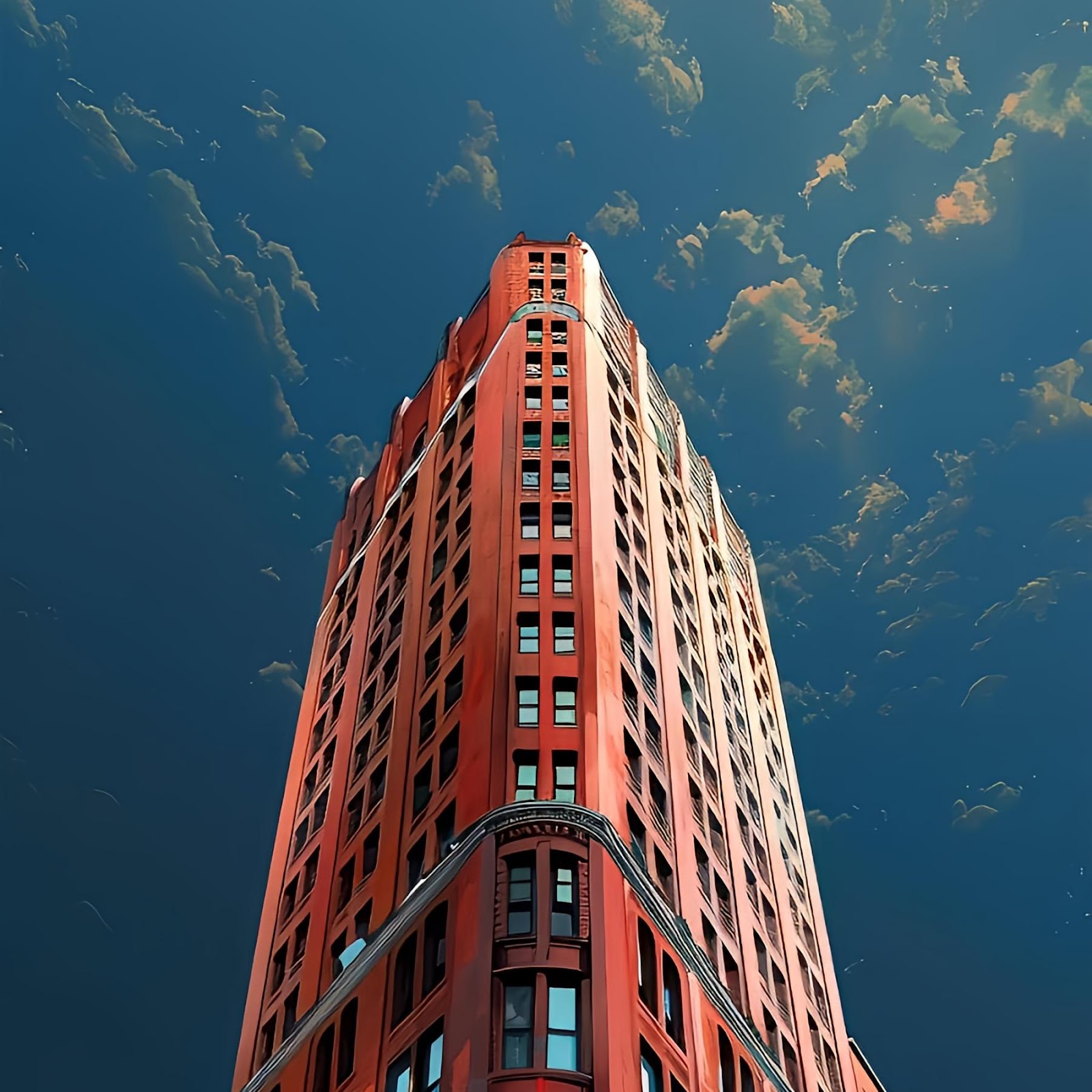 Download Tall Red Skyscraper Under Sky 2K iPhone