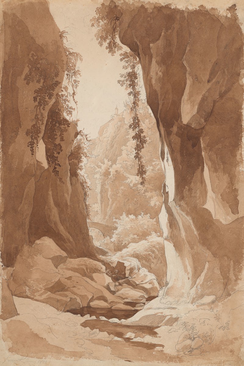 Cliffs Overhanging a River Gorge near Sorrento recto 1823