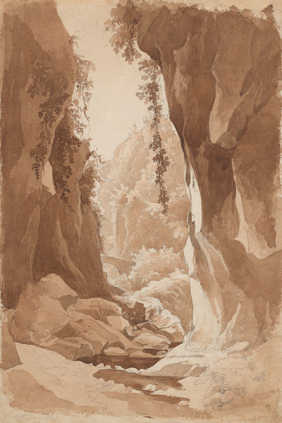 Cliffs Overhanging a River Gorge near Sorrento recto 1823