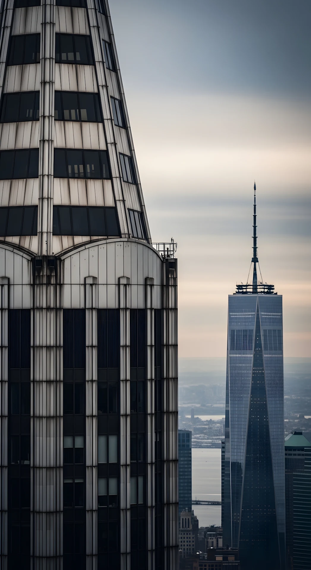 Chrysler Building Crown Detail with One World Trade Center - Free 4K mobile Wallpaper