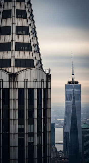 Chrysler Building Crown Detail with One World Trade Center - Free mobile Wallpaper
