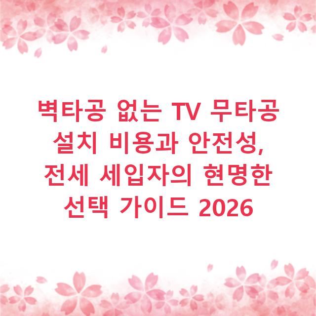 벽타공 없는 TV 무타공 설치 비용과 안전성, 전세 세입자의 현명한 선택 가이드 2026