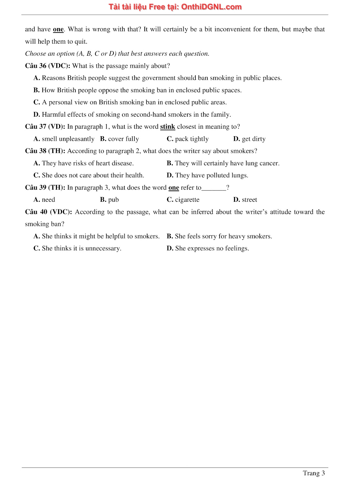 800 bài tập môn Tiếng Anh - Ôn thi ĐGNL ĐHQG TP HCM Phần 10