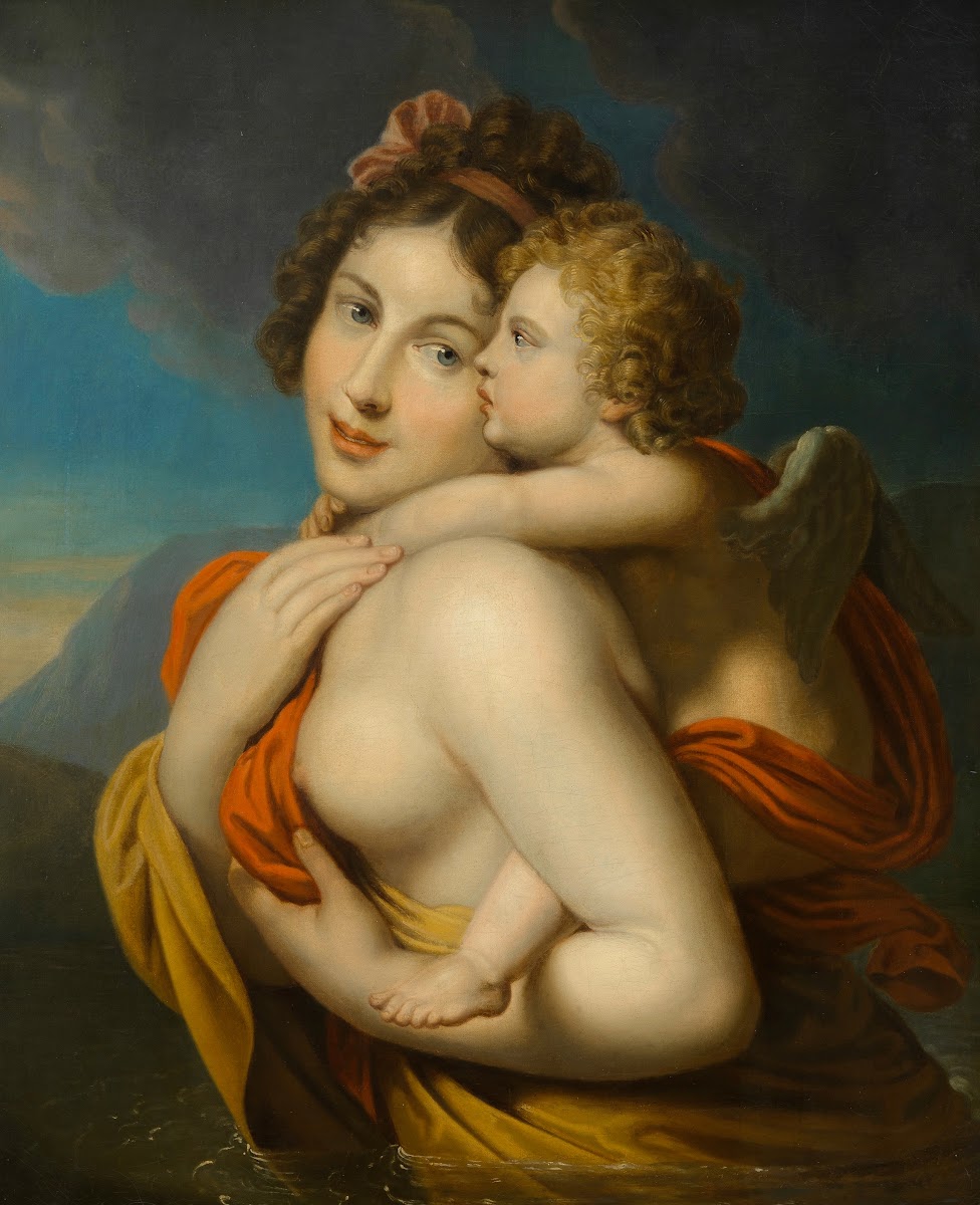 Nymphe trägt Amor durch einen Fluss around 1800