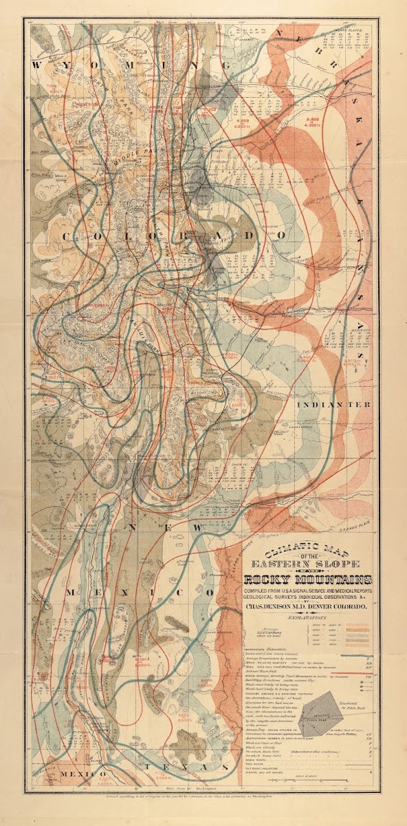 Climatic Map Of The Eastern Slope Of The Rocky Moutains 1880