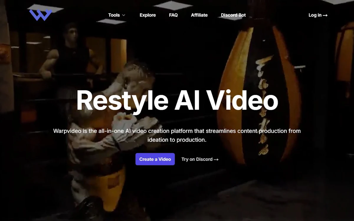Captura de Warpvideo AI