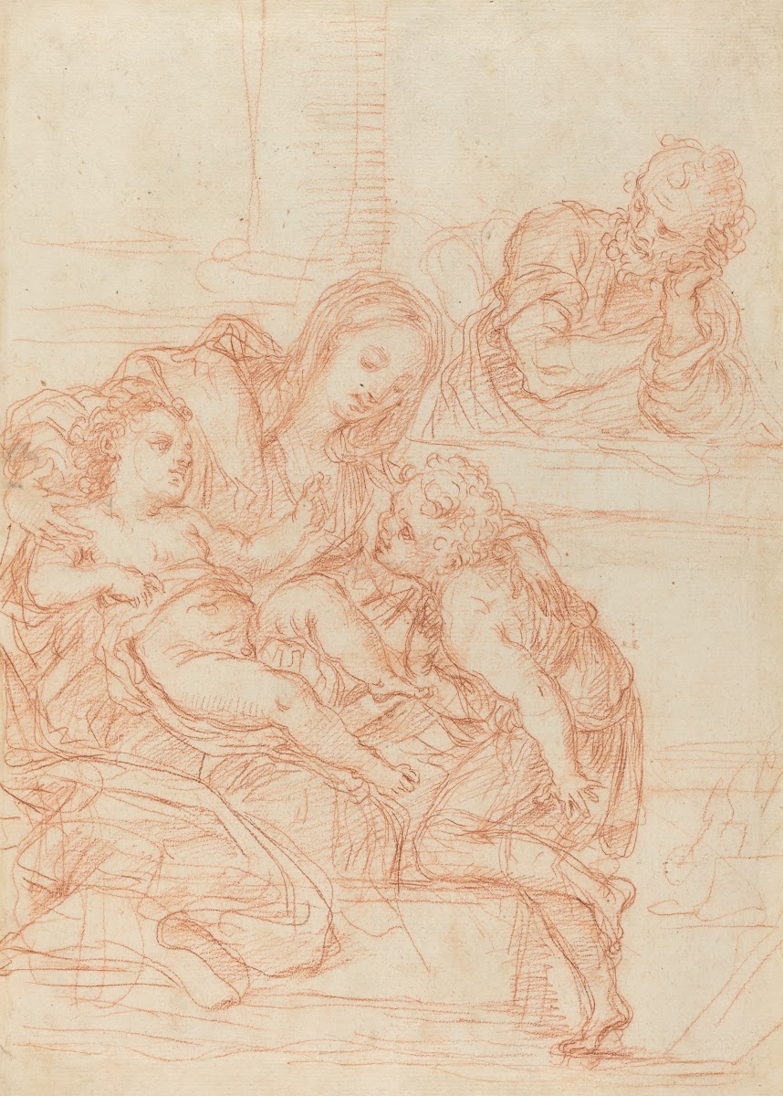 Madonna and Child with Saints John and Joseph recto 17th century