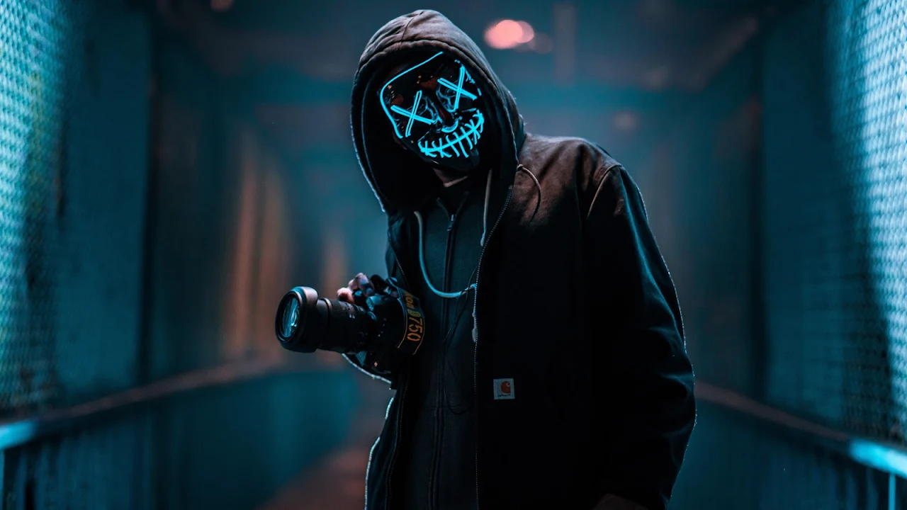 The Purge, Leds, Men, Neon, Cyan 8K Desktop Wallpaper