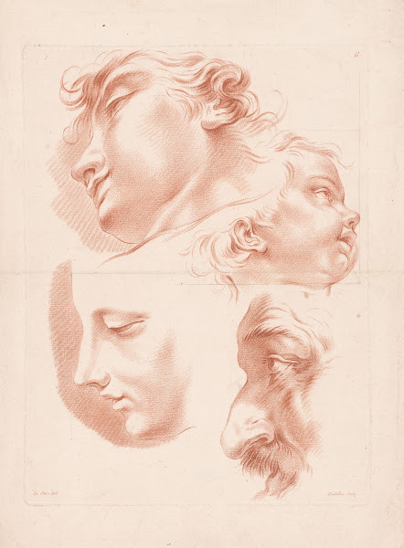 Heads of two men a woman and a child 1749 1849
