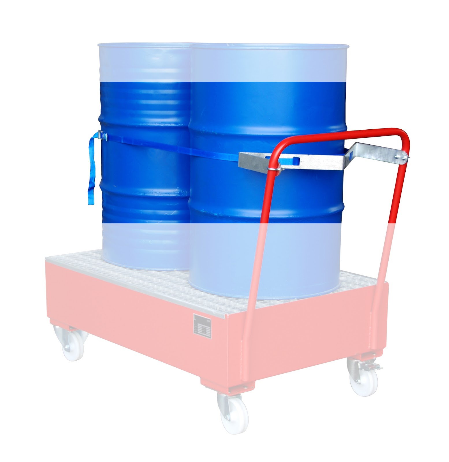Vathouder met spangordel voor 2 x 200 liter vaten
