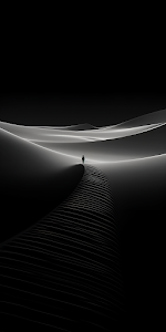 Silhouette on Abstract Wave in Monochrome Landscape