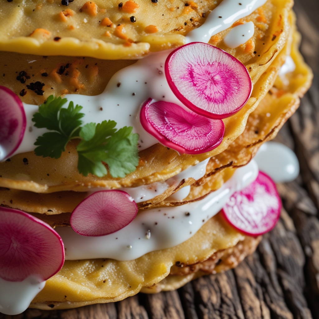Ethiopian Berbere Socca Protein Pancakes with Lemon-Tahini Yogurt Drizzle