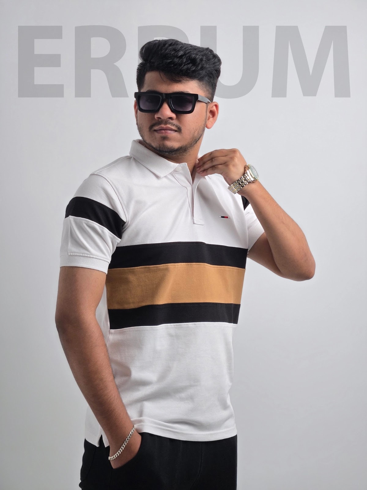 Tommy Chest Panel Polo - White