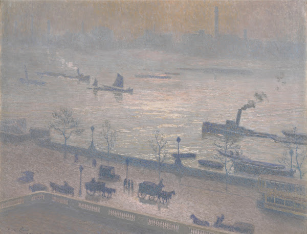 Morning Reflection on the Thames in London 1918