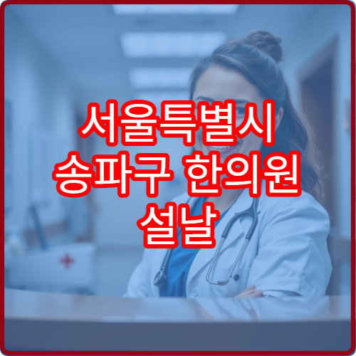 서울특별시 송파구 한의원 설날 명절 연휴 진료 병원 한방 진통·면역력 상담 가능