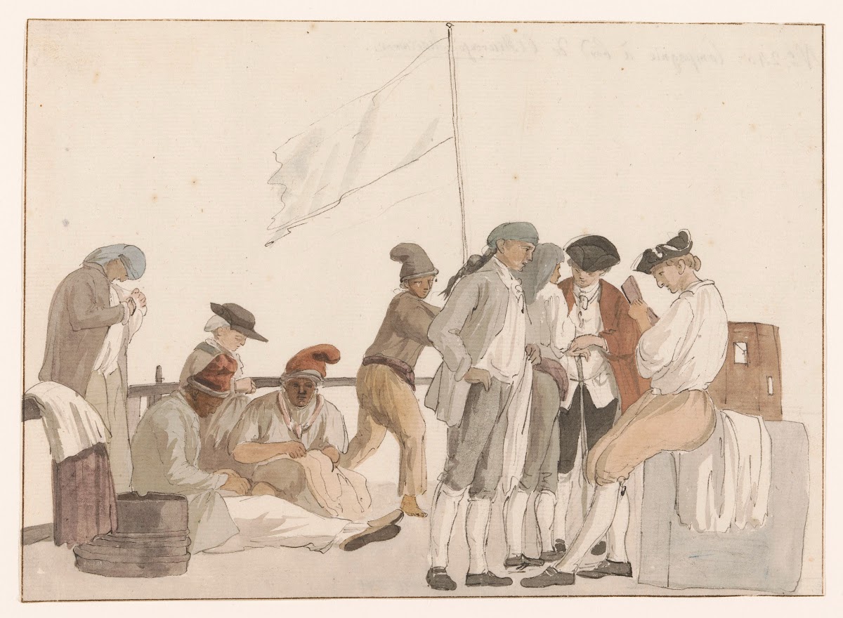 Gezelschap aan boord van schip lHeureuse Marianne 1778