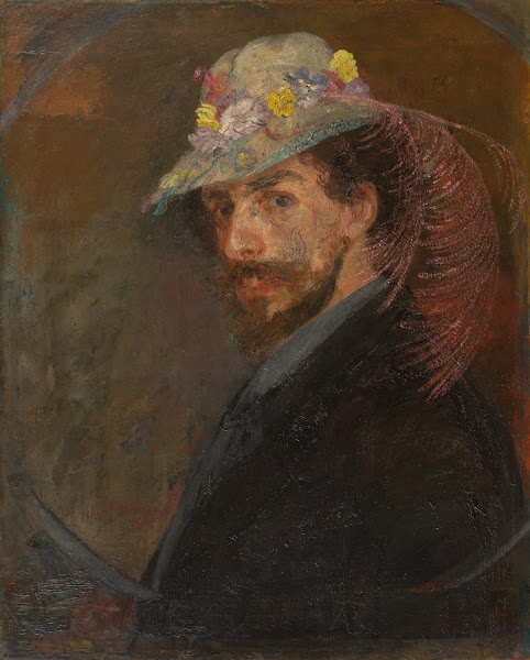 Self portrait with flowered hat from 1883 until 1888