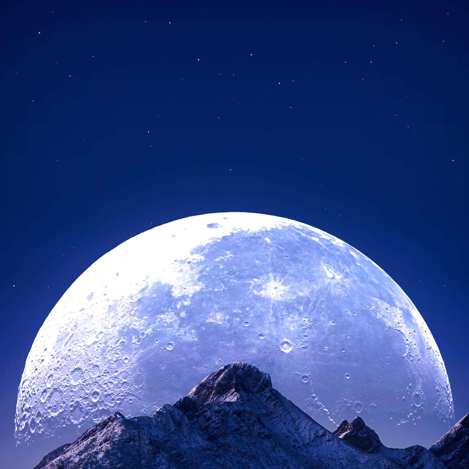 Download Giant Moon Behind Dark Mountains 4K iPhone