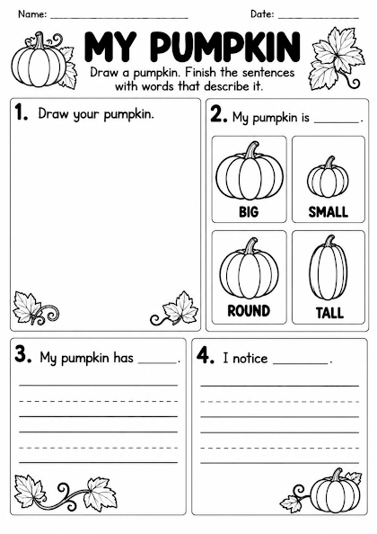 My Pumpkin Drawing and Writing Worksheet