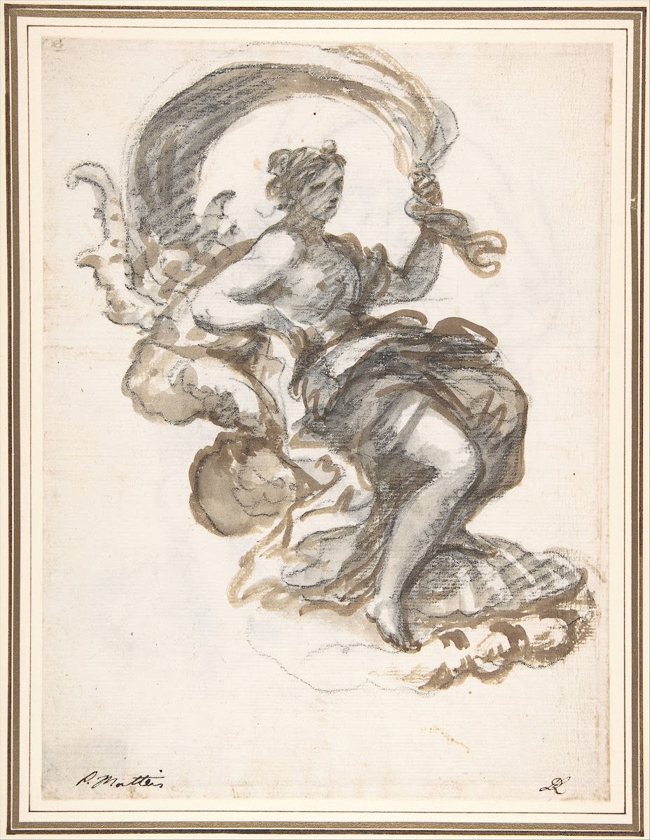 Studies of a Reclined Woman on a Seashell for the Triumph of Galatea ca 1692