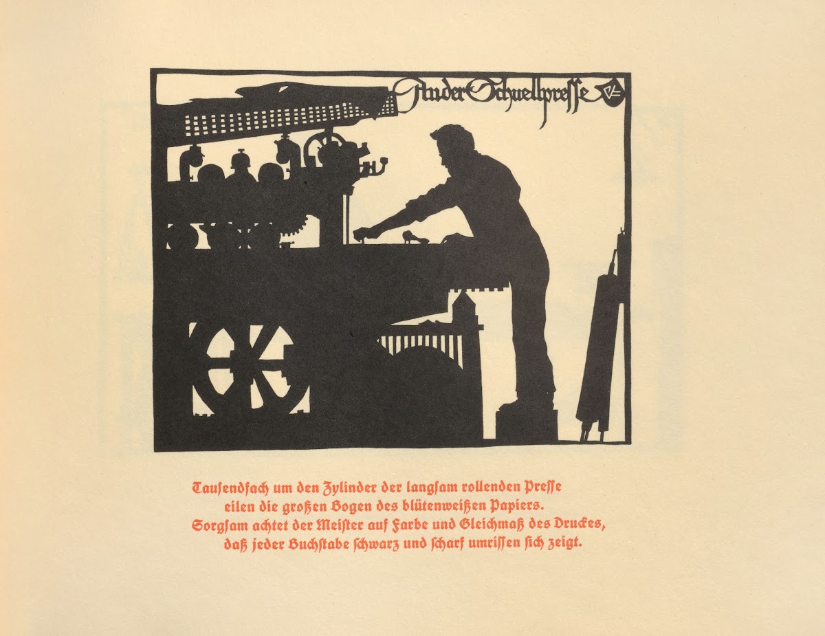 Die Schriftgiesserei im Schattenbild Pl22 1936