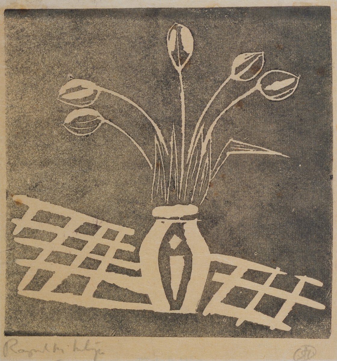 Tulips in a vase circa 1925