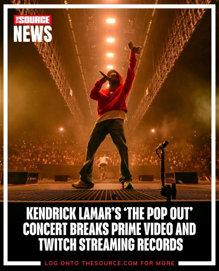 Kendrick Lamar Pop Out Concert breaks Prime Video and Twitch streaming records