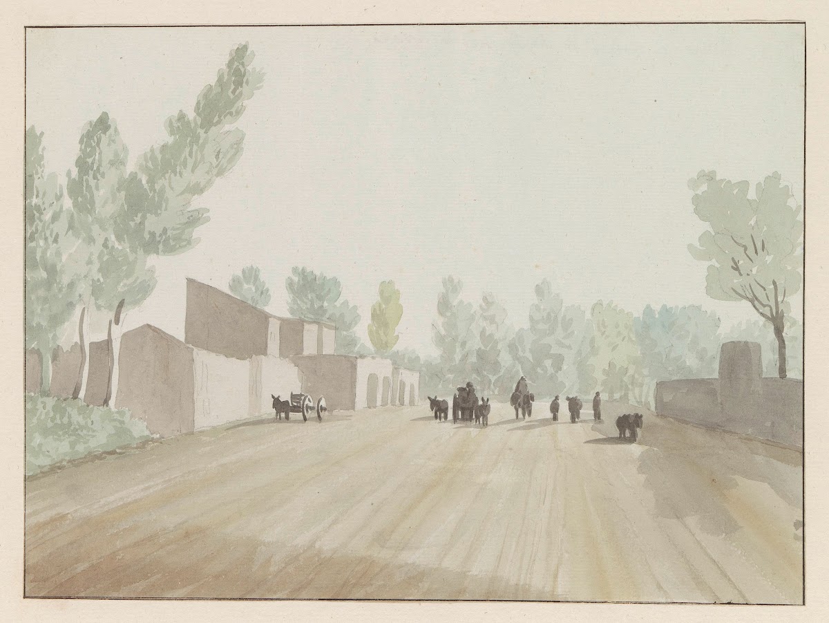 Straatbeeld bij verlaten van Napels ter hoogte van Cisterna 1778