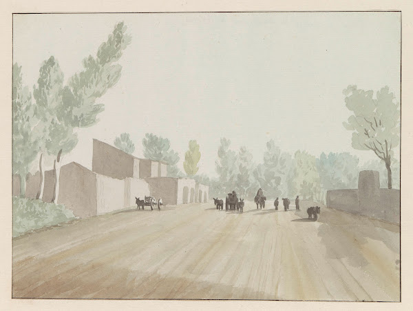 Straatbeeld bij verlaten van Napels ter hoogte van Cisterna 1778