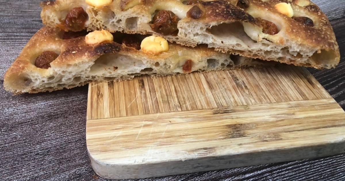 Tomato garlic and cheese focaccia