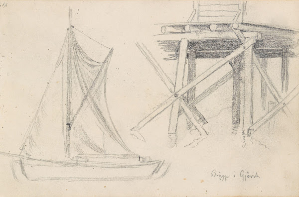 Seilbåt brygge i Gjøvik 1873