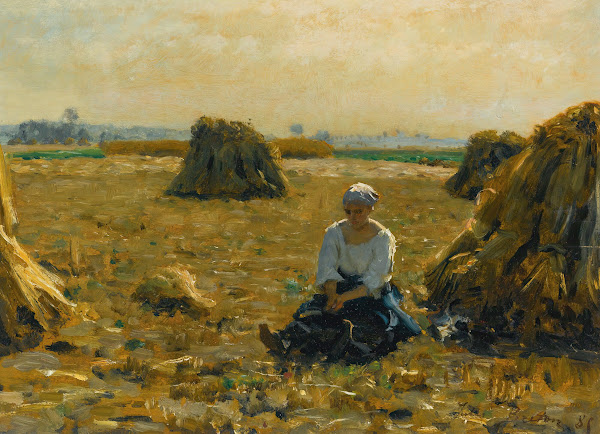 Jeune femme dans les champs 1885
