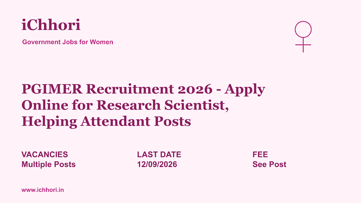 PGIMER Recruitment 2026 - Apply Online for Research Scientist, Helping Attendant Posts - iChhori