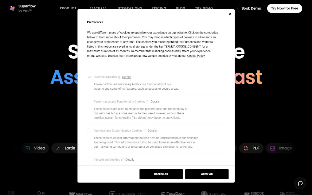 Captura de Superflow for Webflow