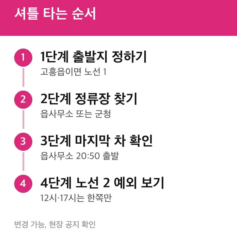 셔틀 타는 순서