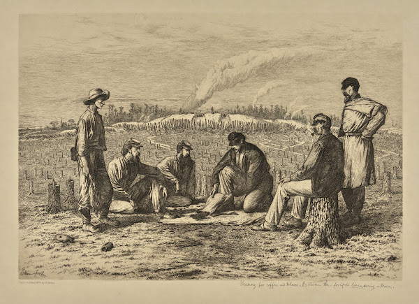 Trading for coffee and tobacco Between the fortified lines during a truce 1876