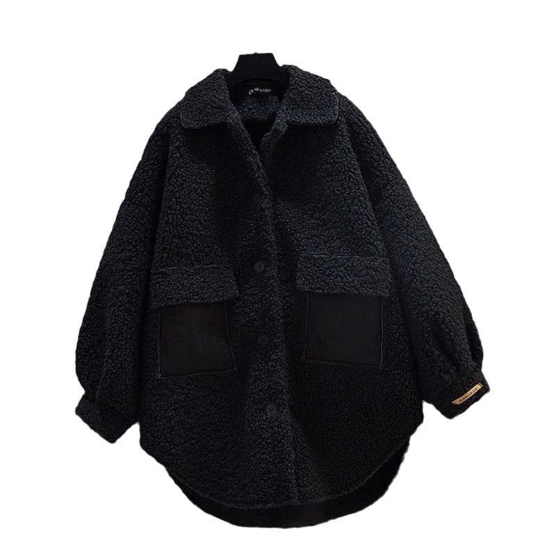 Lined lambswool-style coat, mid-length
