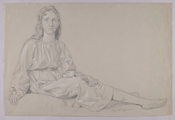 Young Woman in a Tunic Sitting on the Grass 1880
