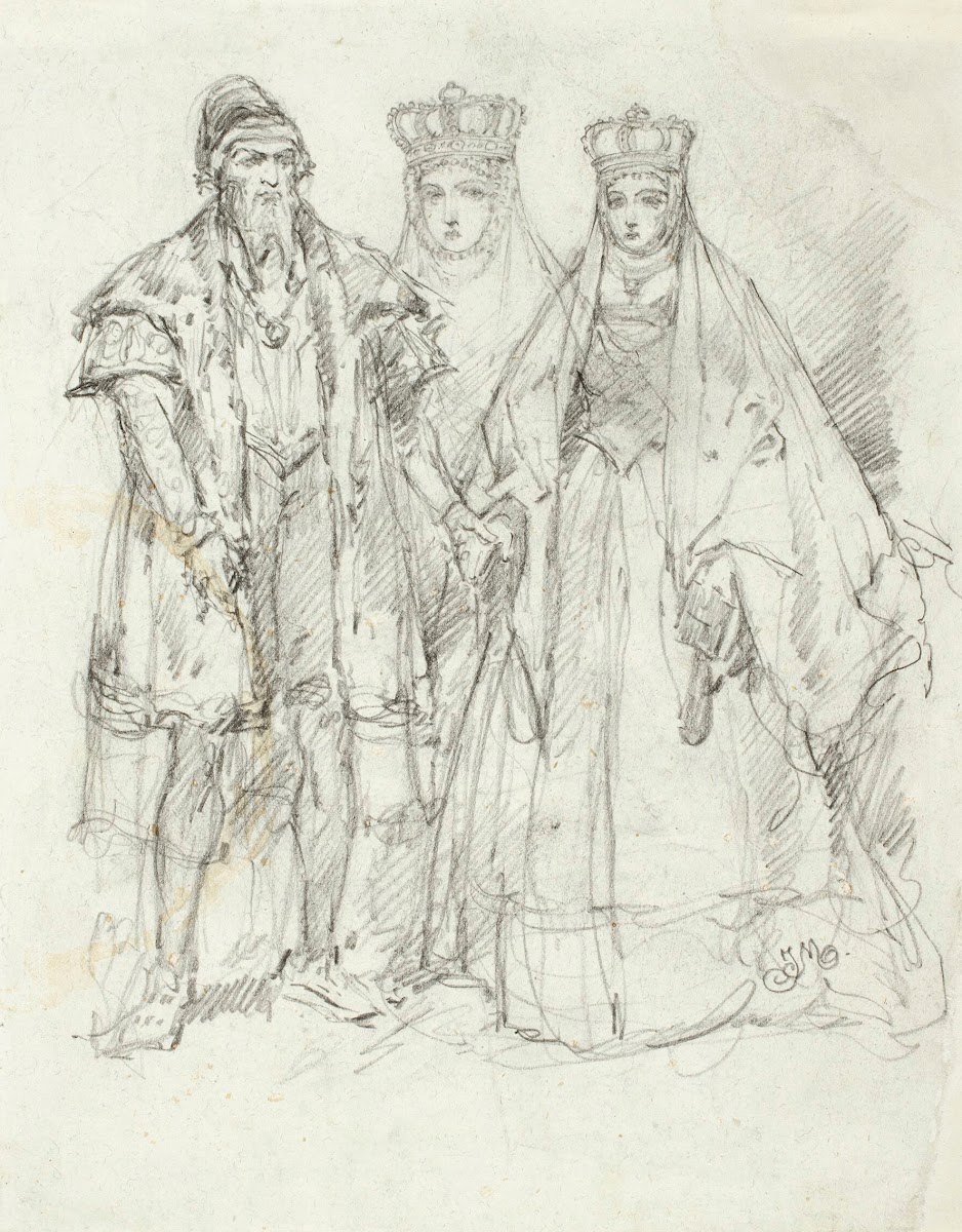 Sigismund II Augustus and Barbara study for the publication Clothes in Poland 18