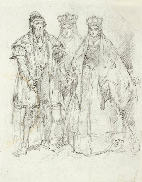 Sigismund II Augustus and Barbara study for the publication Clothes in Poland 18