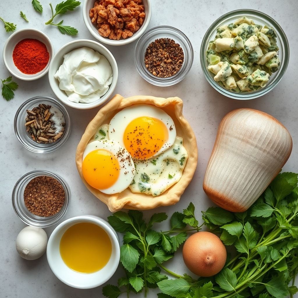 Ingredients for Baked Eggs in Puff Pastry with Creamy Spinach Filling – Easy Brunch Star