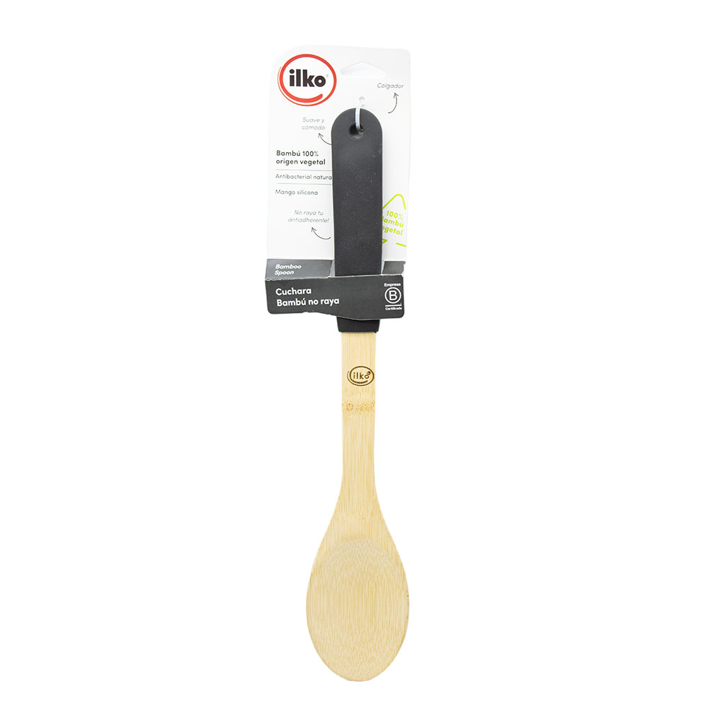 Cuchara lisa de bambú y silicón Ilko™ color negro