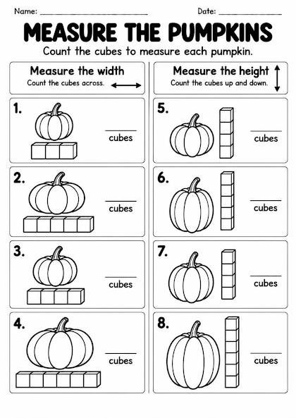 Pumpkin Measurement Worksheet