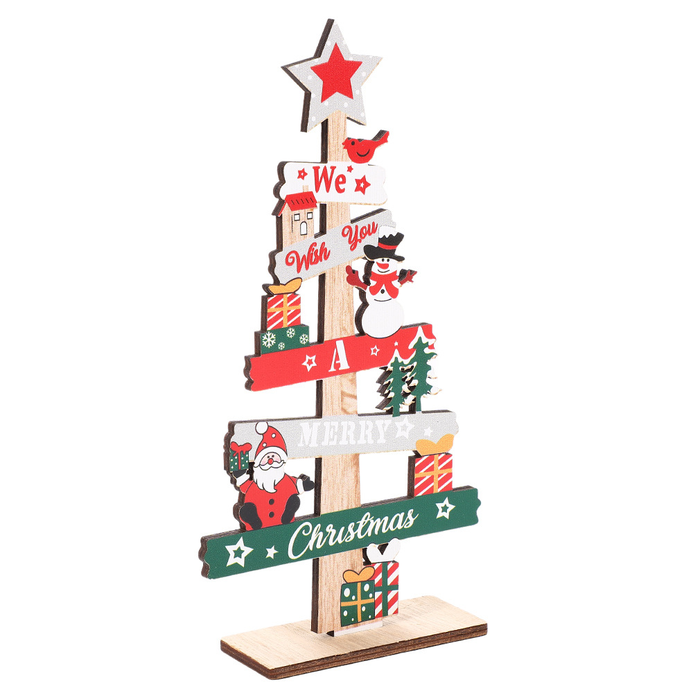 Weihnachtliche Holz-Tischdekoration mit Schriftzug