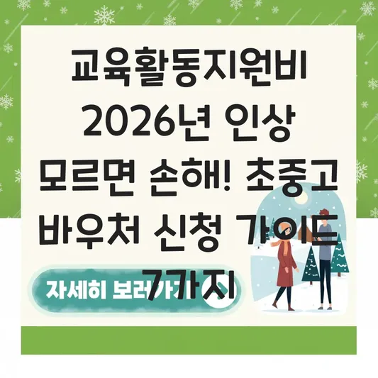 교육활동지원비 2026년 인상 금액: 초중고 학교급별 바우처 지급액 및 카드 등록 가이드 대표 이미지