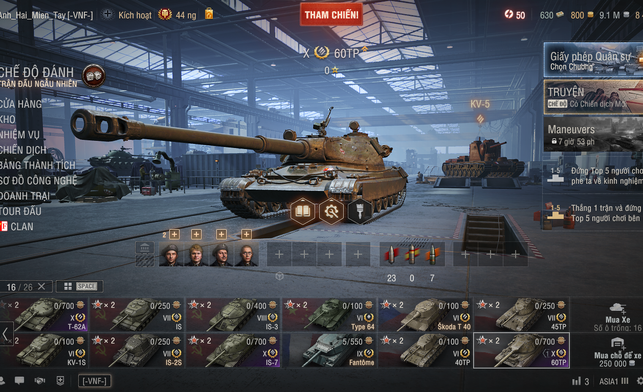 Acc World of Tanks PC gồm 4 tank X IS-7, T-62A, Maus, 60TP c...