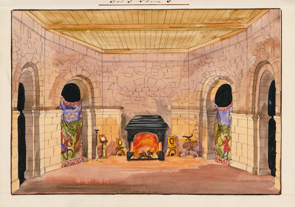 Half octagonal room with fireplace Act 3 sc3 1859