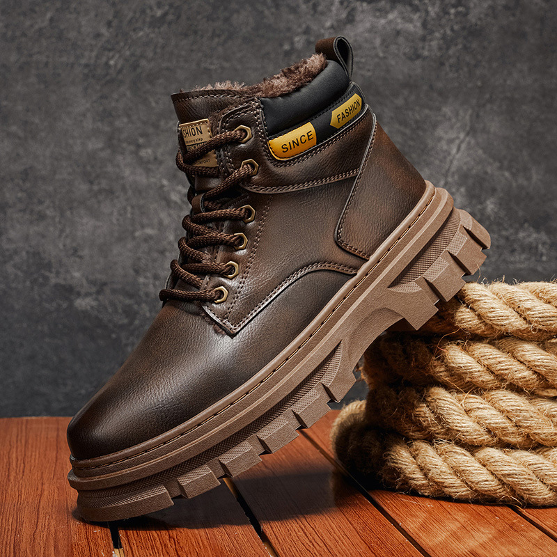 Men's British-style work boots, slip-resistant